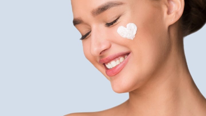 Image of a model with skincare